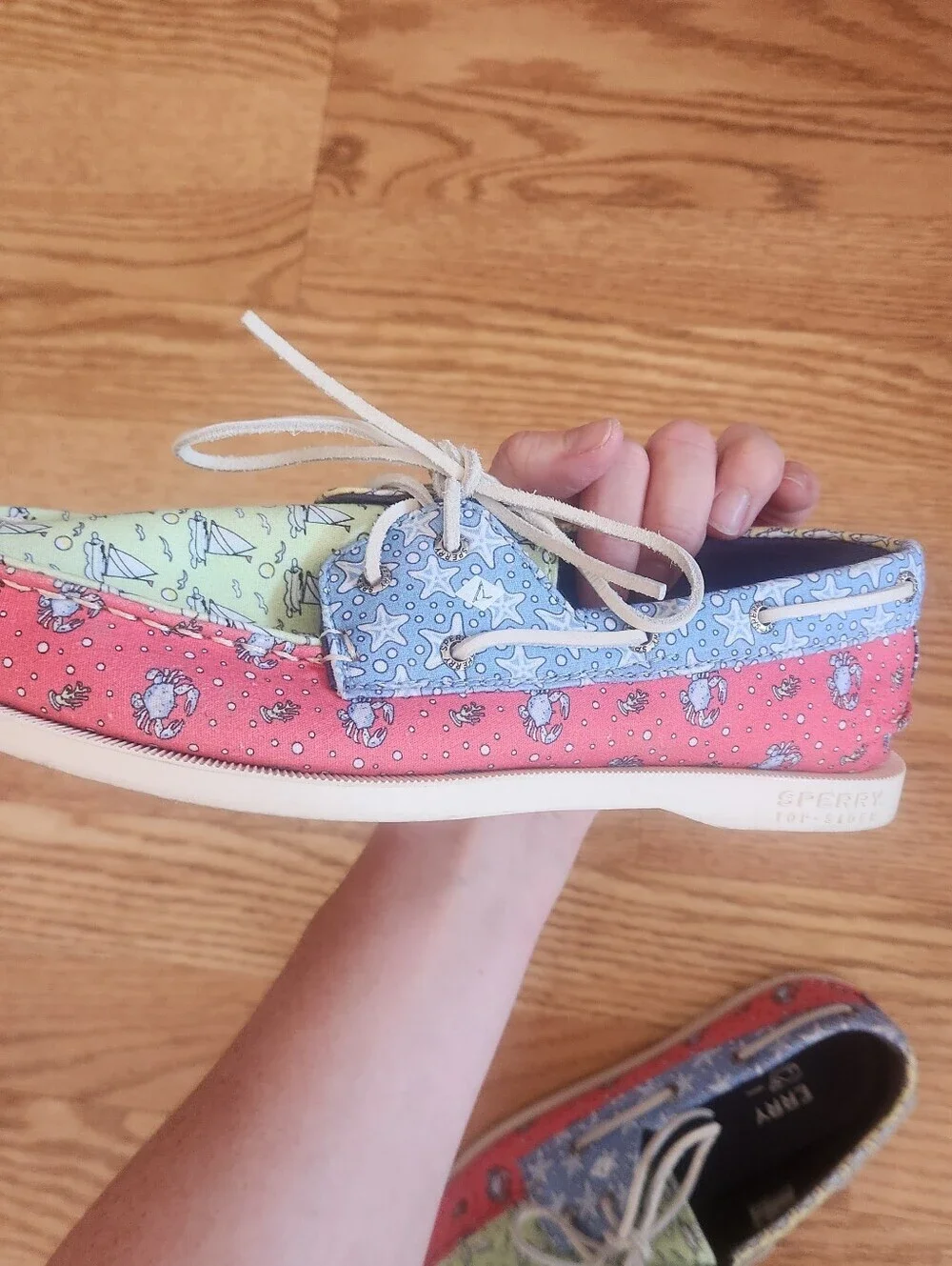 EUC Sperry X Vineyard Vines Kids Patchwork Patterned Boat Shoes, Size 5